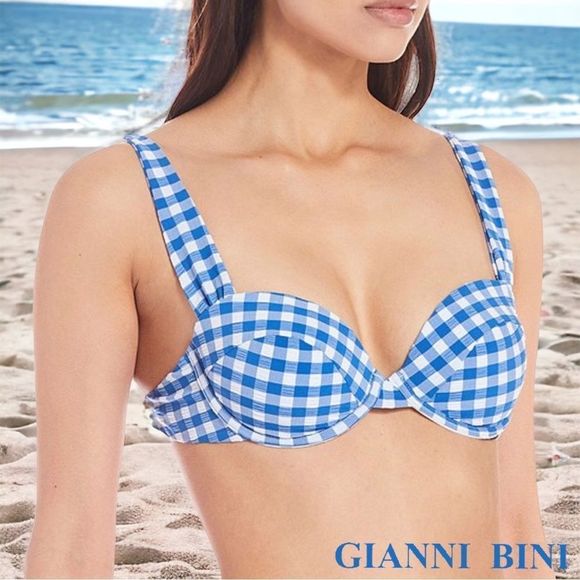 ☀️☀️☀️ Gianni Bini PUCKER UP 2 Piece Gingham Check Bikini - Picture 3 of 9
